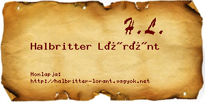 Halbritter Lóránt névjegykártya